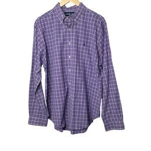 Ralph Lauren Purple & White Plaid Classic Fit Long Sleeve Button-Up Shirt Sz XL